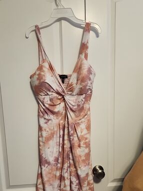 Derek Heart Blush & Cream Tie-Dye Maxi Dress